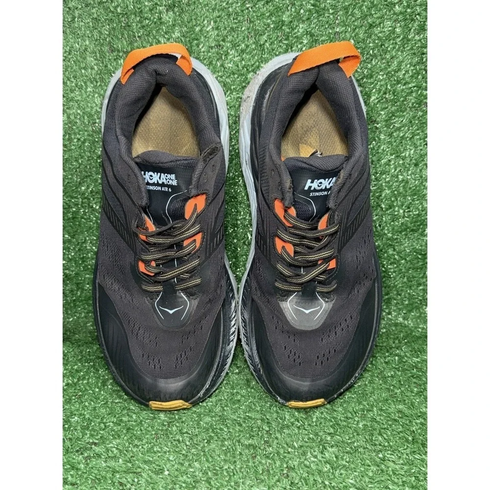 Hoka One One Stinson ATR 6 Mens Size 8.5 Black Blue Running Shoes Trail Sneakers